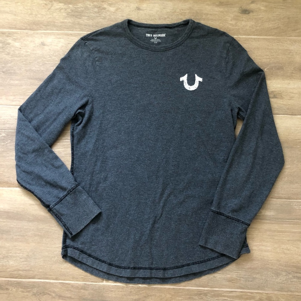 TRUE RELIGION Dark Grey Crafted with Pride Long Sleeve T-Shirt